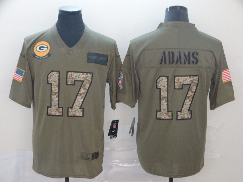 Men Green Bay Packers #17 Adams Nike 2019 Olive Camo Salute to Service Limited NFL Jerseys